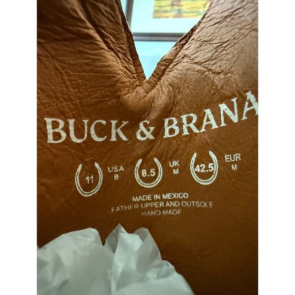 NEW Buck and‎ Brana Ginger Florida Cowboy Boots W11 Black White Leather - Picture 4 of 8